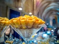 Closeup shot of traditional Portuguese conventual sweets called Cornucopias