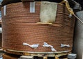 Closeup shot of transformer coil with copper windings Royalty Free Stock Photo