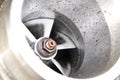 Closeup shot of turbocharger turbine blades Royalty Free Stock Photo