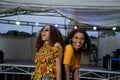 Closeup shot of two black girls dancing cheerfully