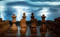 Closeup shot of two chess kings, queens, and horses standing next to each other Royalty Free Stock Photo