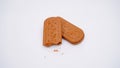 Closeup shot of two cracker biscuits isolated on a white background Royalty Free Stock Photo