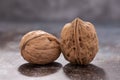 Closeup shot of two whole walnuts Royalty Free Stock Photo