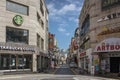 Closeup shot of Ulsan's university district in Mugeodong with famous shops and cafes for students