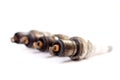 closeup shot  of used spark plug on white background Royalty Free Stock Photo