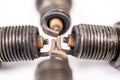 closeup shot  of used spark plug on white background Royalty Free Stock Photo