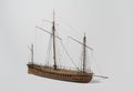 Closeup shot of a vintage figurine of a ship isolated on a white background