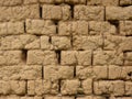 Closeup shot of a wall made of mudbricks