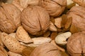 Closeup shot of walnuts and dried fruits Royalty Free Stock Photo