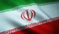 Closeup shot of the waving flag of Iran with interesting textures Royalty Free Stock Photo