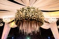 Closeup shot of wedding reception floral decoration