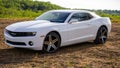 Closeup shot of a white Chevrolet Camaro