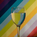 Closeup shot of a wine glass with water on a colorful background Royalty Free Stock Photo