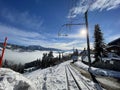 Closeup shot of winter in Orgevaux, Vallon de Villars the Swiss alps, Switzerland