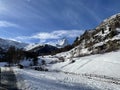 Closeup shot of winter in Zermatt, Matterhorn, Valais in the Swiss Alps