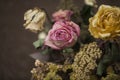 Closeup shot of the withered rose bouquet Royalty Free Stock Photo