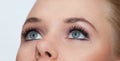 Closeup shot of woman eyes with makeup