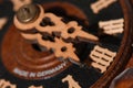 Closeup shot of wooden clock pointers with interesting patterns Royalty Free Stock Photo