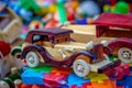 Closeup shot of a Wooden Handmade Vintage Car Toy Royalty Free Stock Photo