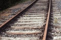 Closeup shot of wooden train tracks Royalty Free Stock Photo