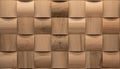 Closeup shot of wooden wall of cubes with copy space