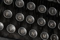 Closeup shot of the writing keys of an antique black typewriter Royalty Free Stock Photo