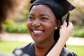 Focus on where you want to go. Closeup shot of a young woman standing with her friend on graduation day. Royalty Free Stock Photo