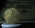 Closeup shot of a Yugoslavian dinar coin Royalty Free Stock Photo