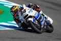 Closeup shot of Zonta van den Goorbergh drifting on a bike during the MotoGP event, Jerez, Spain