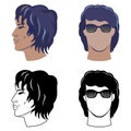 Men`s hairstyles set for curly hair