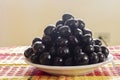 Closeup Side View of a Plate Of Jamun Fruits