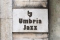 Closeup of the signboard of the Umbria Jazz, the famous international music festival