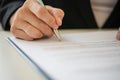 Closeup of signing a document Royalty Free Stock Photo