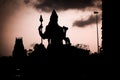 the closeup silhouette image of indian god lord shiva with clouded sky and shadows Royalty Free Stock Photo