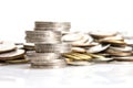 Closeup silver coins stcking Royalty Free Stock Photo