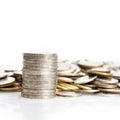 Closeup silver coins stcking Royalty Free Stock Photo