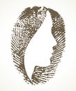 Fingerprint. Vector drawing black pattern