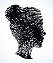 Fingerprint. Vector drawing black pattern