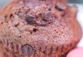 Closeup for single chocolate cupcake Royalty Free Stock Photo