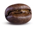 Closeup of single coffee bean isolated on white background Royalty Free Stock Photo