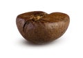 Closeup of single coffee bean isolated on white background. This image has better resolution and quality, and absolute sharpness. Royalty Free Stock Photo