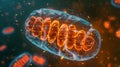 Closeup of a single mitochondrion showcasing its unique structure with inner and outer membranes and cristae folds where Royalty Free Stock Photo