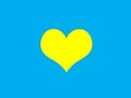 Closeup, Single yellow colour heart shape isolated cyan background for design stock photo. illustration, vector Royalty Free Stock Photo
