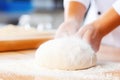 Closeup of a skilled baker, hands immersed in the artistry of kneading fresh dough