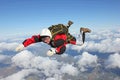 Closeup of skydiver in freefall