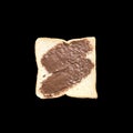 Closeup slice bread with chocolate for breakfast with shadow isolated on black background with clipping path Royalty Free Stock Photo