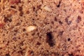 Closeup of a slice of bread with nuts Whole background Royalty Free Stock Photo