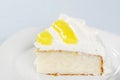 Closeup slice of lemon vanilla cake Royalty Free Stock Photo