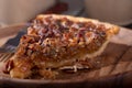 Closeup of a Slice of Pecan Pie