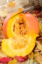 Closeup of a slice pumpkin to make soup or pie Royalty Free Stock Photo